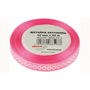 Wstążka satynowa Brewis Różowa, 12mm x 22m